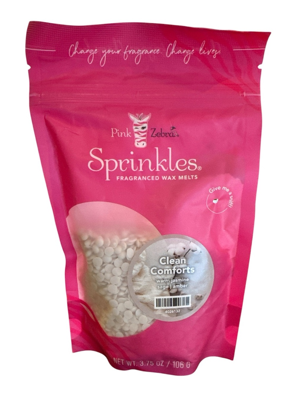 Pink Zebra Sprinkles Fragranced Wax Melts Clean Comforts 3.75 Ounce Bag New